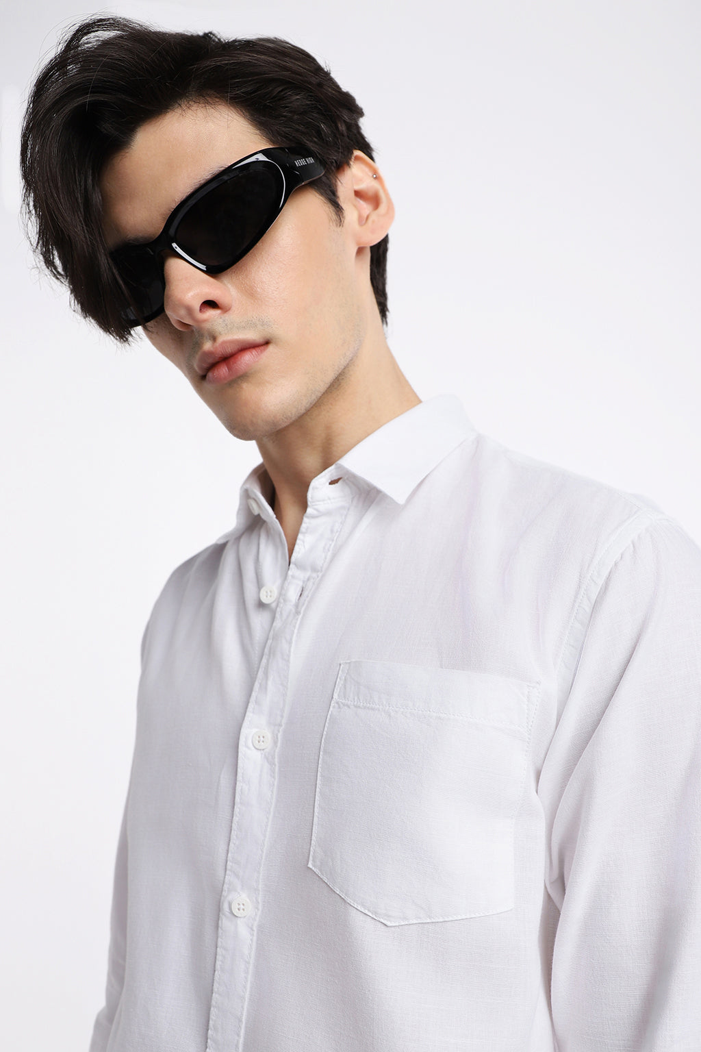 SOLID WHITE COTTON SHIRT
