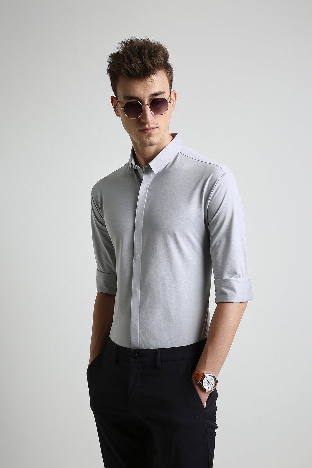 KNITTED GREY SHIRT