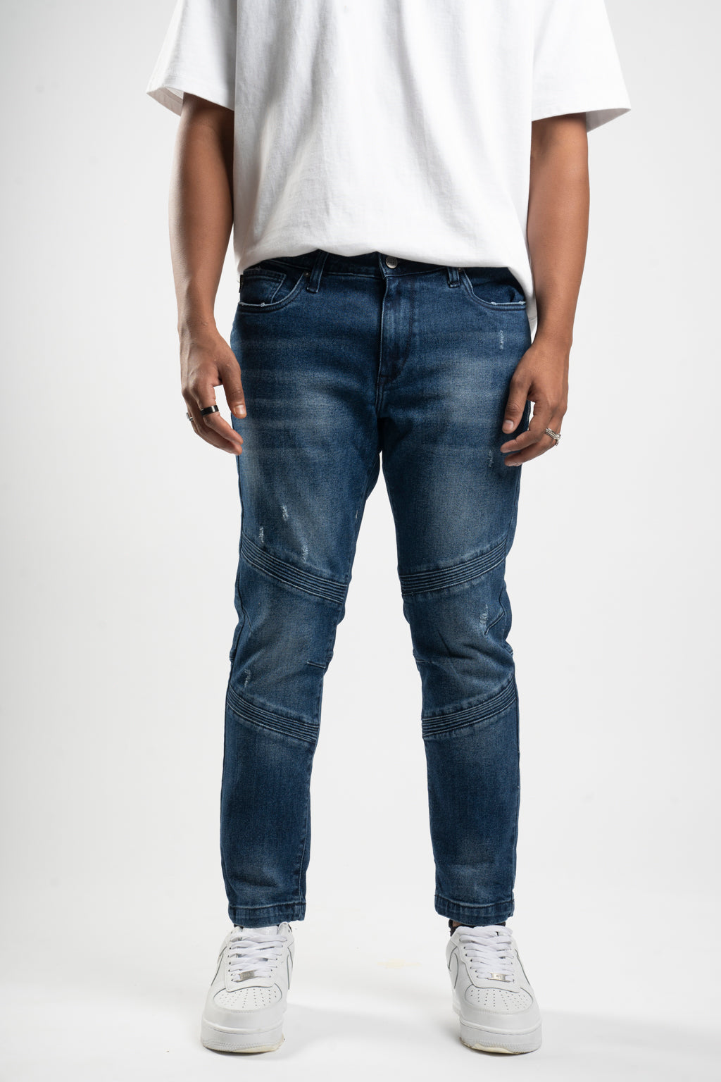 Distressed Biker Jeans