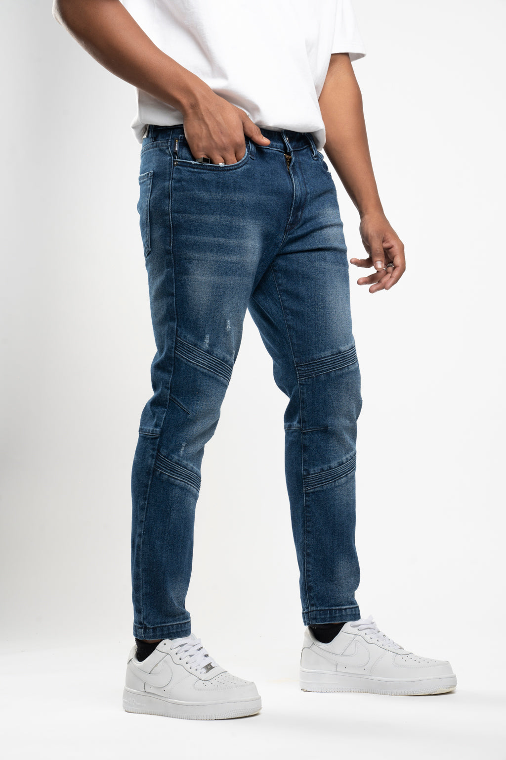 Distressed Biker Jeans