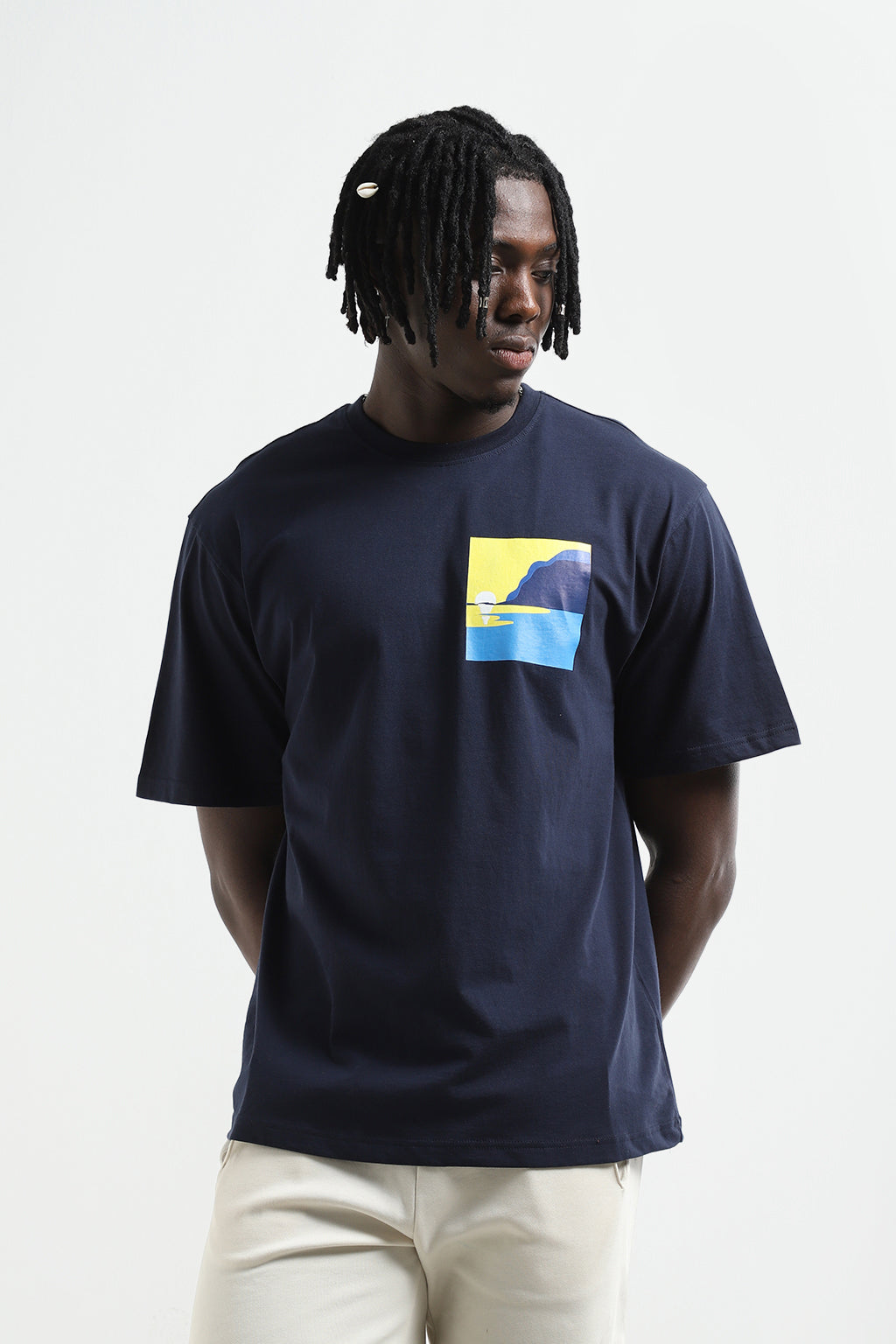 PRINTED NAVY BLUE T-SHIRT